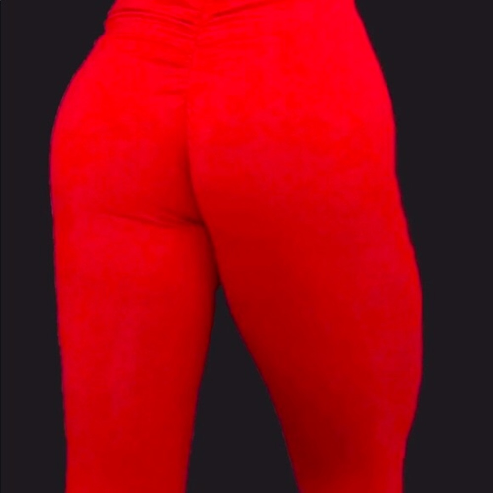 Red Yoga Pants Fitness Workout Gym NEW NWOT